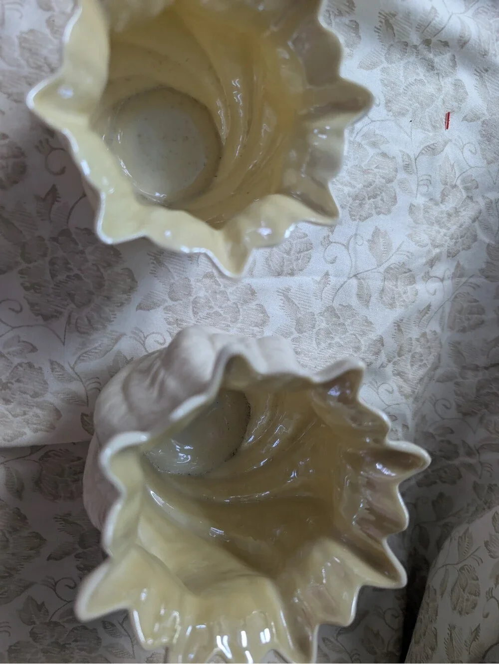 Vintage Belleek Ceramic Shell-Shaped Planters - Set of 2